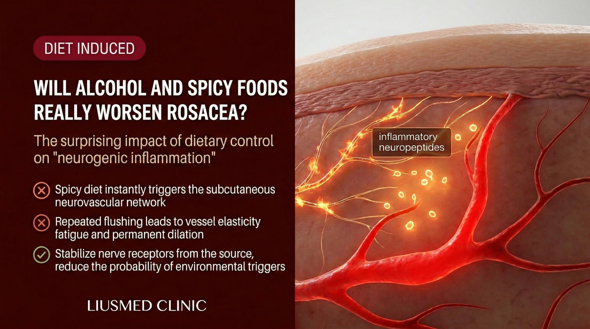 술과 매운 음식이 주사(Rosacea)를 악화시킨다? 식이 조절과 신경성 염증의 관계