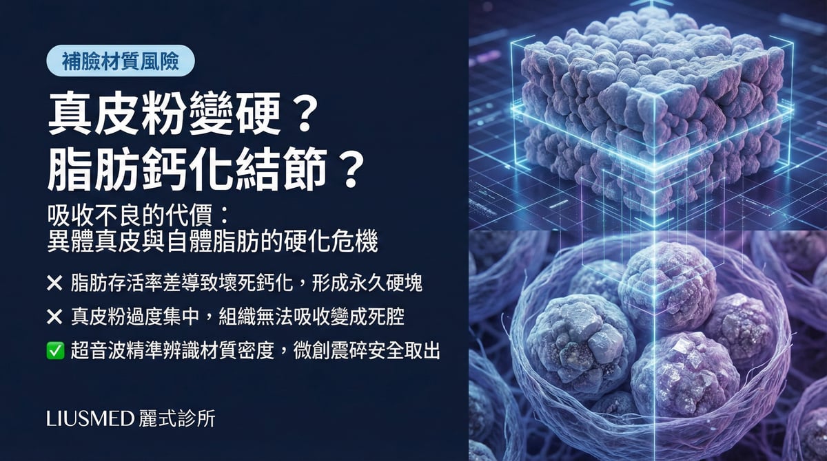 異體真皮粉吸收不良變硬/自體脂肪補臉失敗鈣化:超音波微創能救嗎?