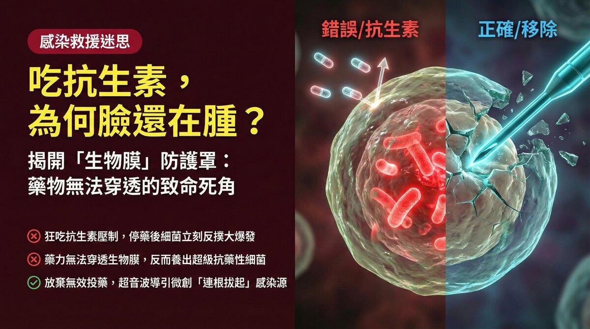為什麼單靠抗生素無法治癒生物膜引發的填充物腫脹?