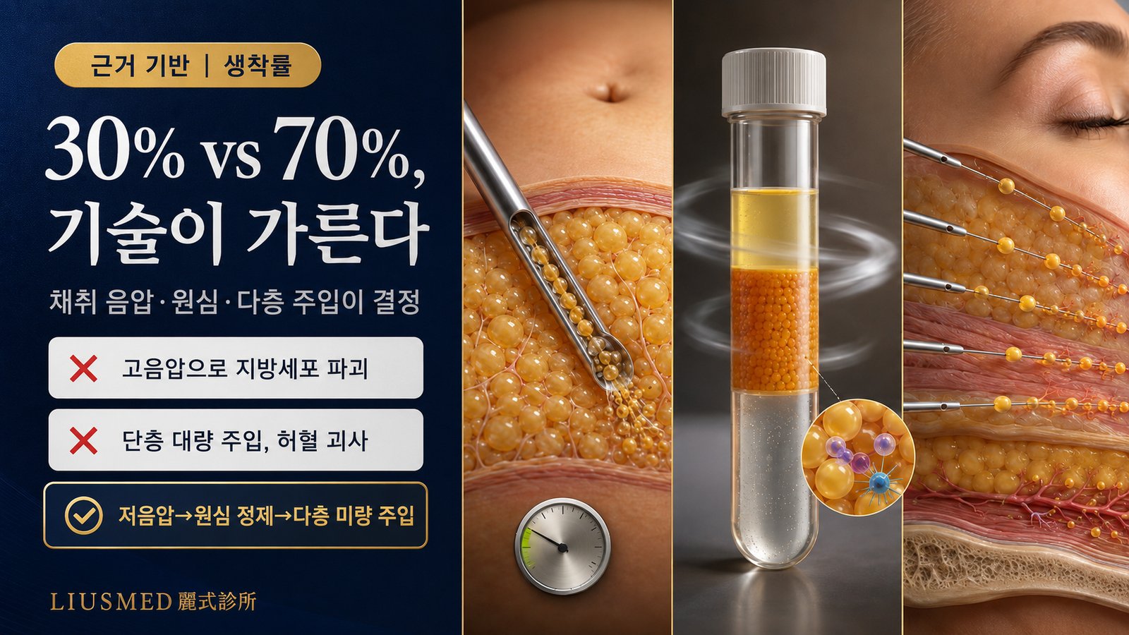 자가지방 생착률 핵심: 채취·정제·주입 3단계 기술 완벽 해설(2026 근거 기반)