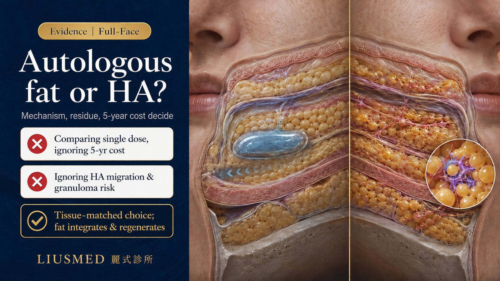 Autologous Fat vs Hyaluronic Acid Filler for Full-Face Volumization: 2026 Evidence-Based Comparison