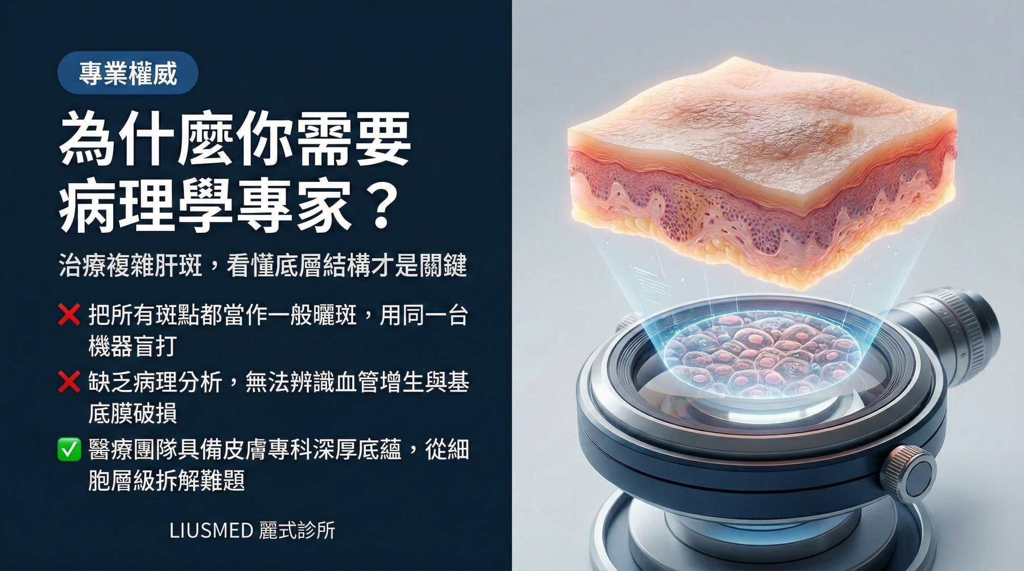 為什麼治療複雜肝斑你需要精通「皮膚病理學」的醫療團隊?