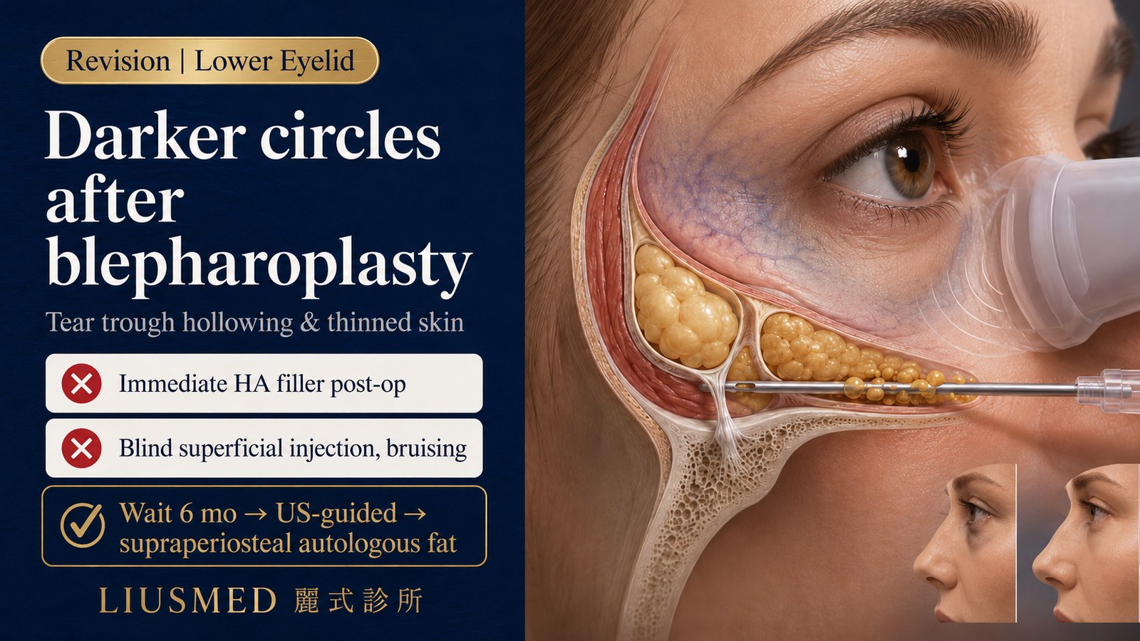 Why Do Dark Circles Worsen After Lower Eyelid Blepharoplasty? Autologous Fat Grafting for Post-Blepharoplasty Hollowing