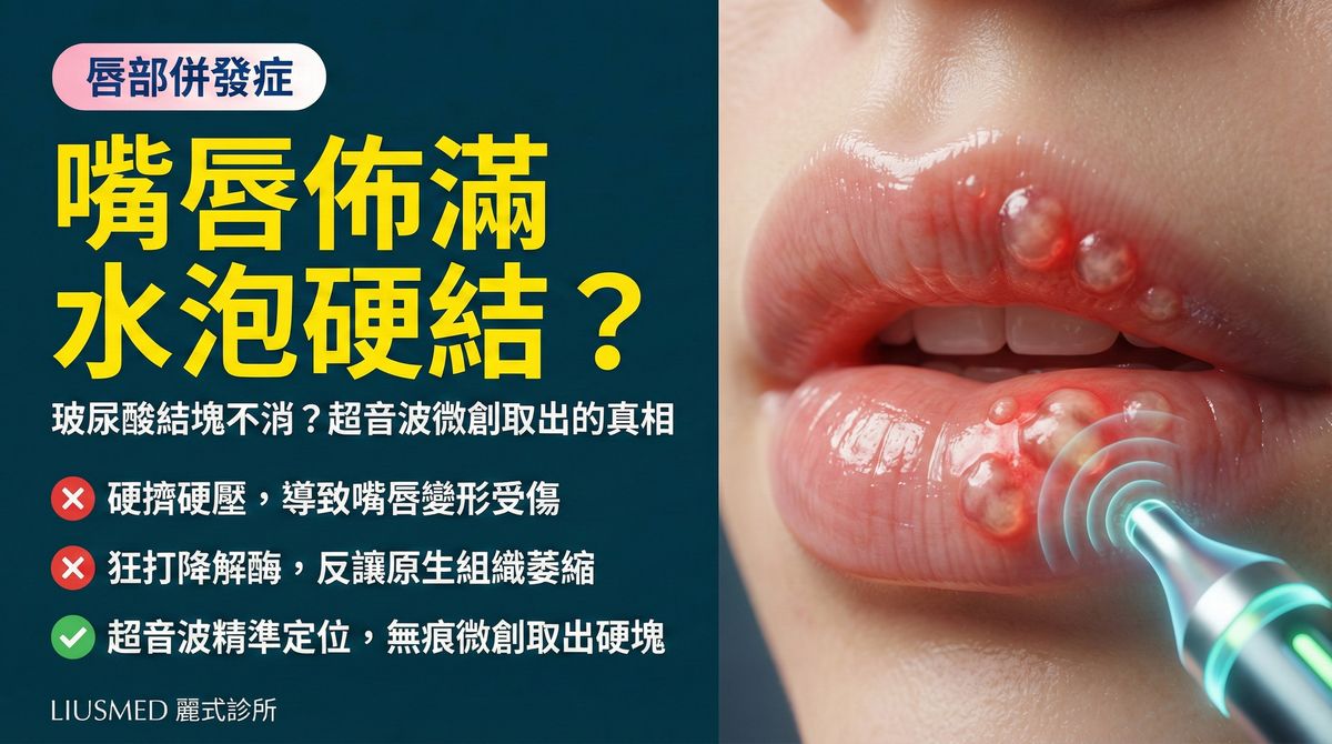 嘴唇打玻尿酸出現一顆顆水泡或硬結,能用超音波震碎取出嗎?