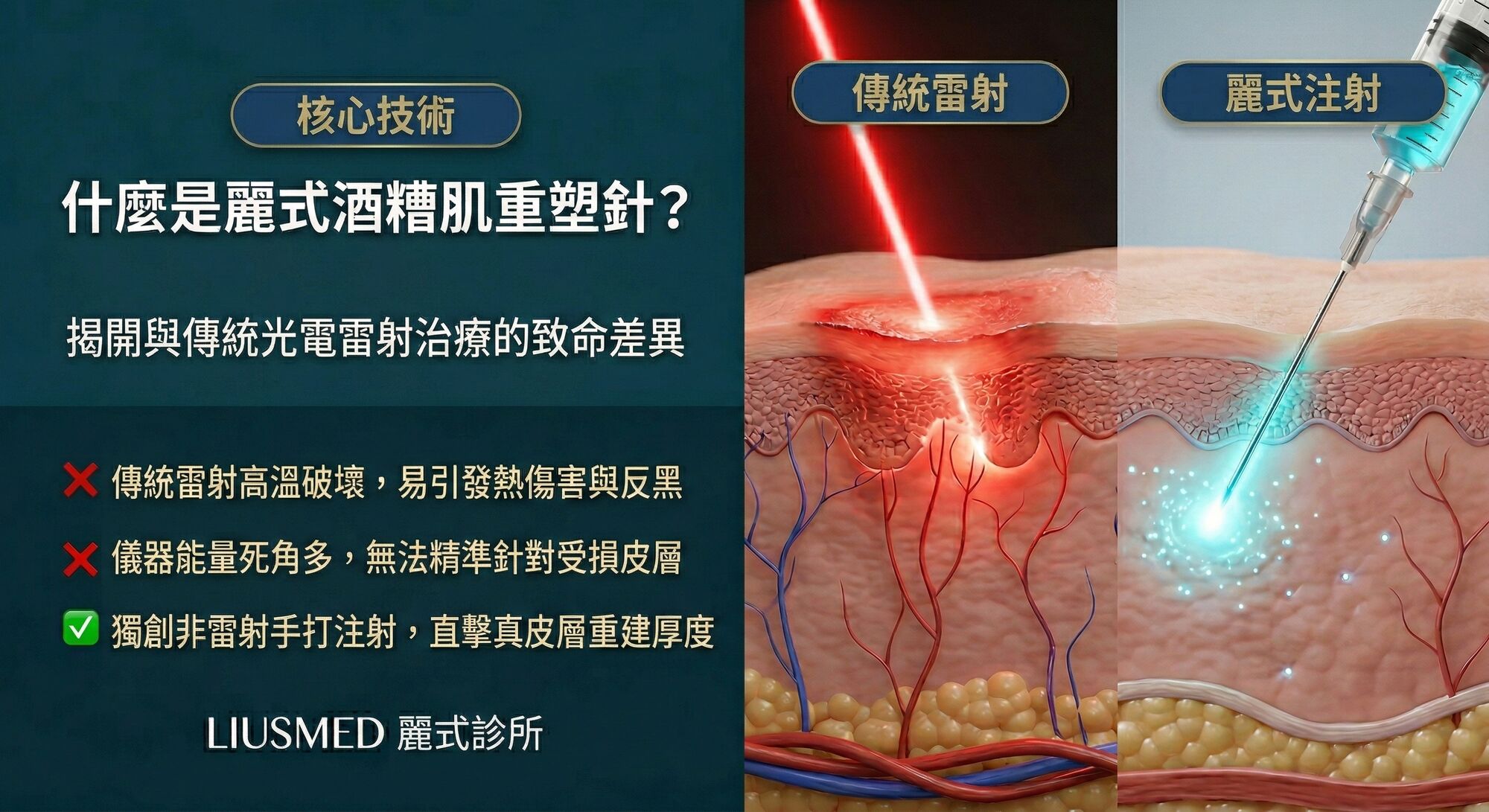 什麼是「麗式非雷射酒糟肌重塑針」?與傳統光電雷射治療的致命差異