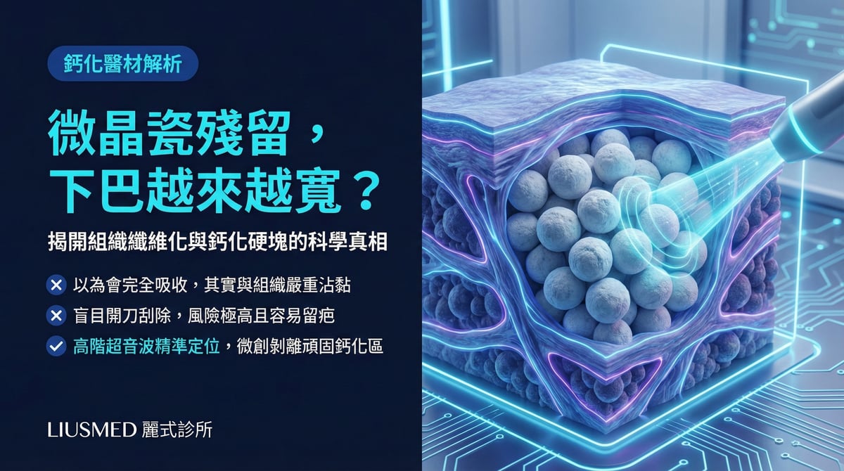 微晶瓷(晶亮瓷)殘留導致下巴變寬、組織纖維化,超音波定位取出法