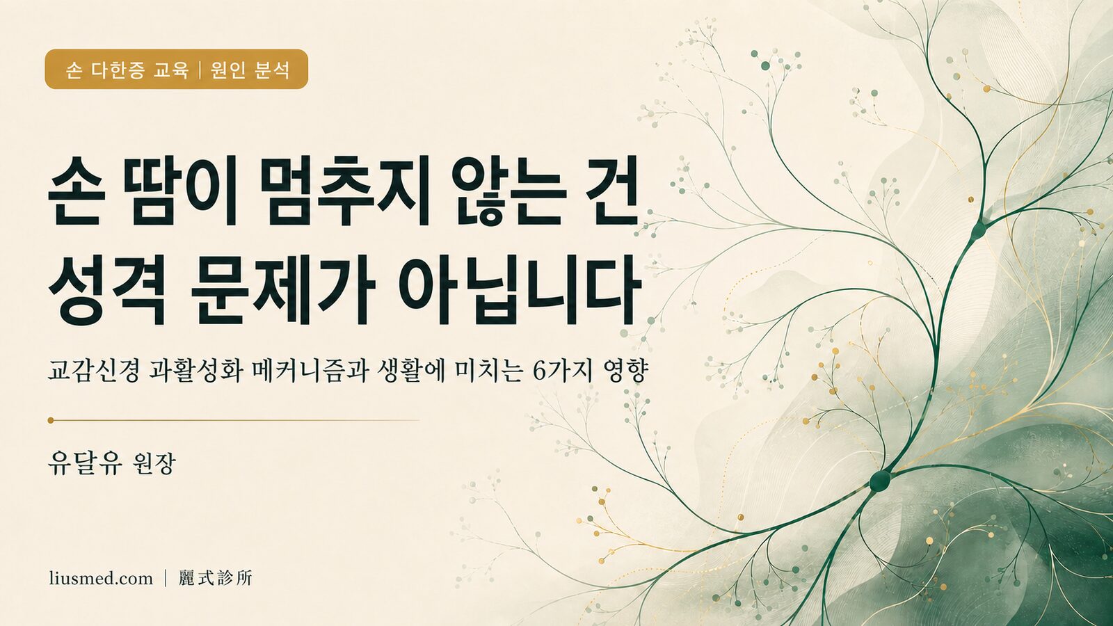 손 다한증(수장 다한증) 원인 완전 분석:긴장이 아닌 체질적 교감신경 조절 문제