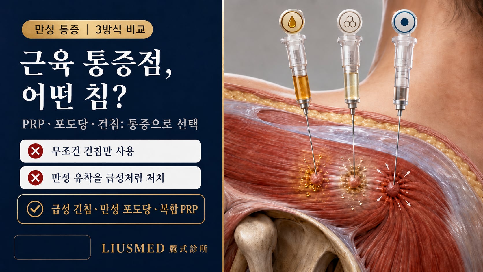 근막 통증 트리거 포인트 치료: PRP·포도당 증식·건침 3대 방식 완벽 비교(2026 근거)