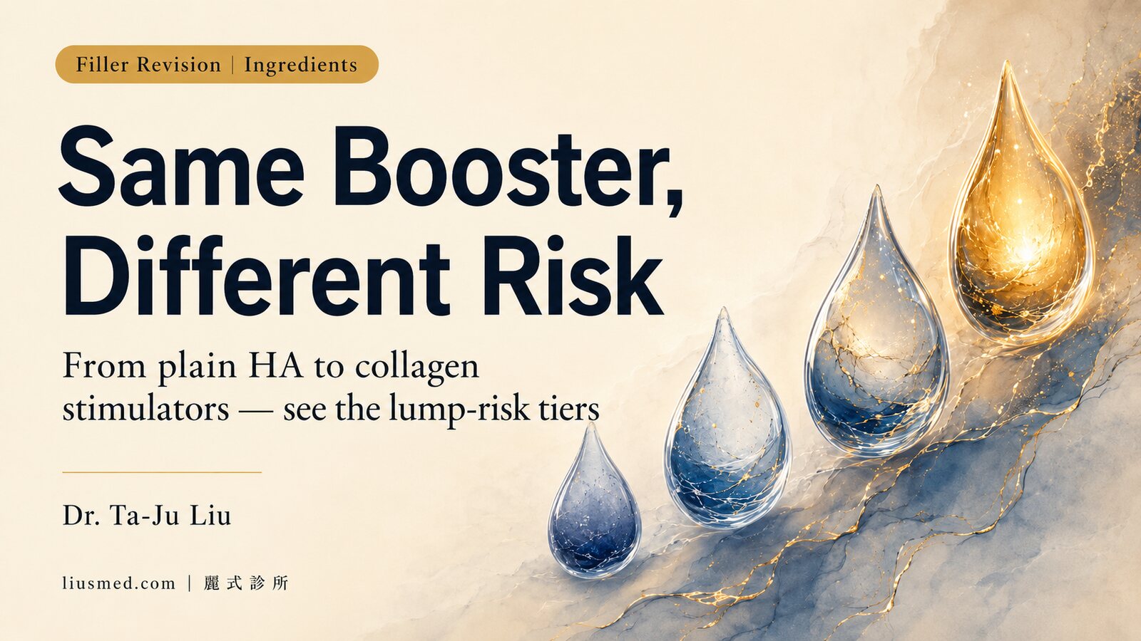Skin Booster Ingredients Explained: Plain HA, Nutrient Blends, and Collagen Stimulators — The Lump Risk Differs a Lot (With a Risk-Tier Table)
