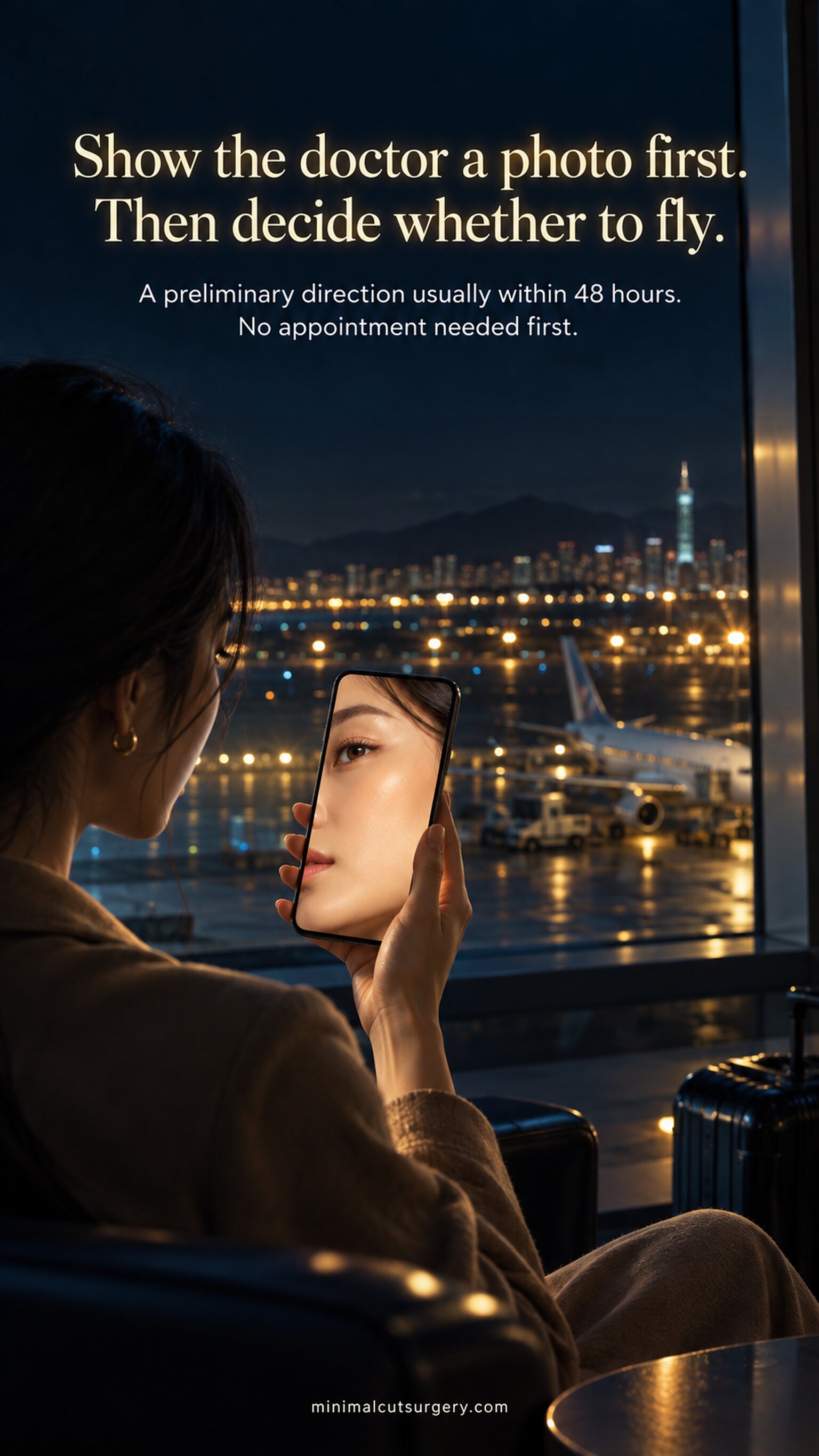 Show the doctor a photo first. Then decide whether to fly. — A preliminary direction usually within 48 hours. No appointment needed first.
