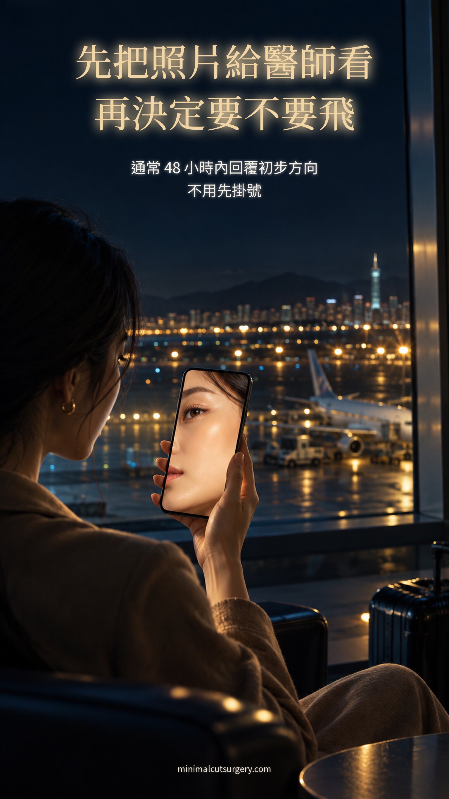 先把照片給醫師看 再決定要不要飛 — 通常 48 小時內回覆初步方向 不用先掛號