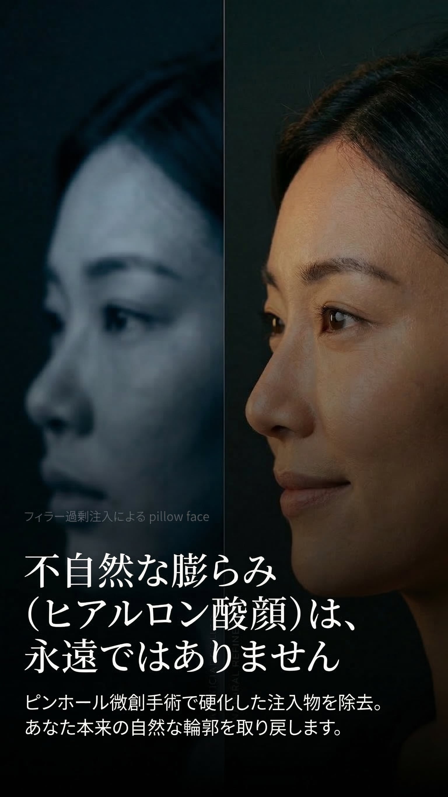 不自然な膨らみは、永遠ではありません — ピンホール微創手術で硬化した注入物を除去。