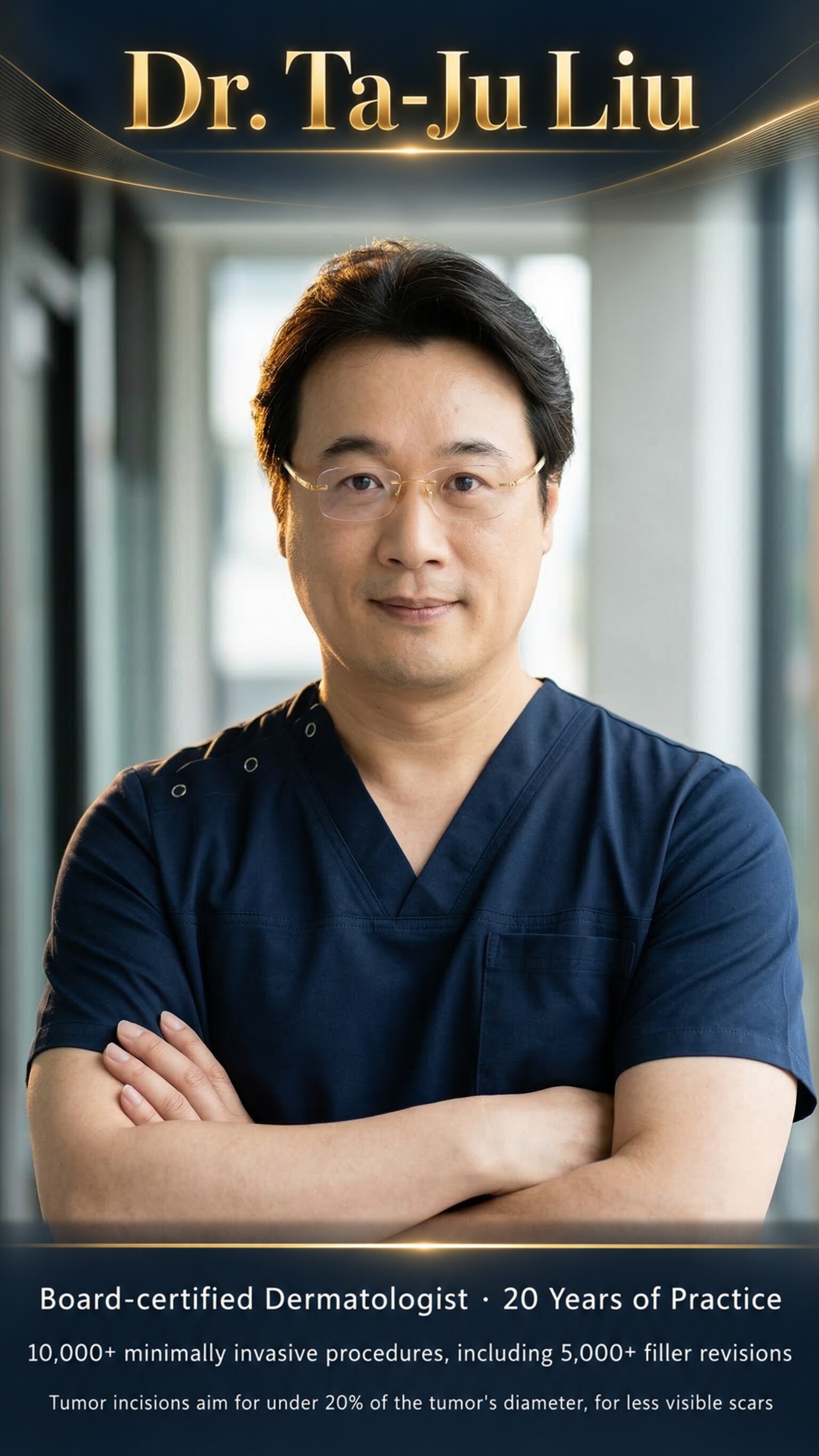 Dr. Ta-Ju Liu — 10,000+ minimally invasive procedures · Board-certified dermatologist